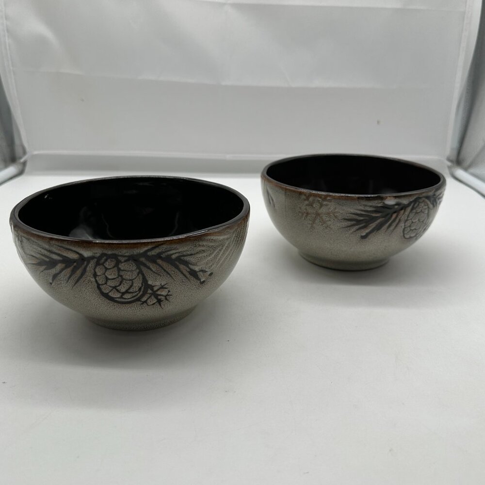 New 2 North Pole Trading Company Pine Retreat Ivory Soup Cereal Bowls 6"